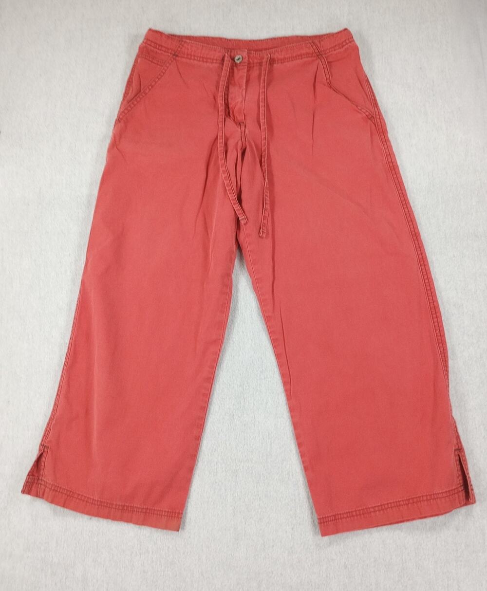 Sundance Red Capri Pants Women’s Size 4 Cotton Blend Drawstring Waist Pockets